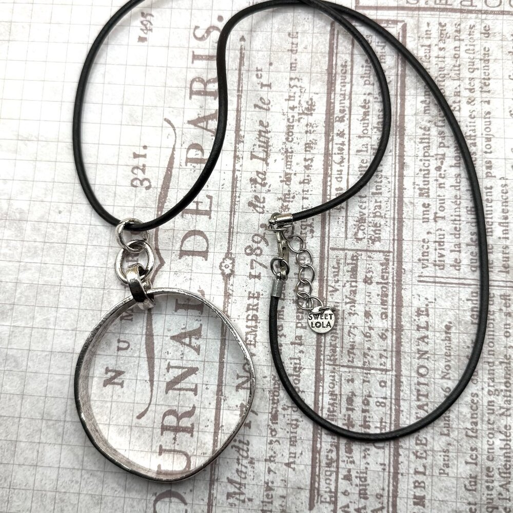Runway Huge Sweet Lola Round Circle Silver Plated Long Statement Necklace